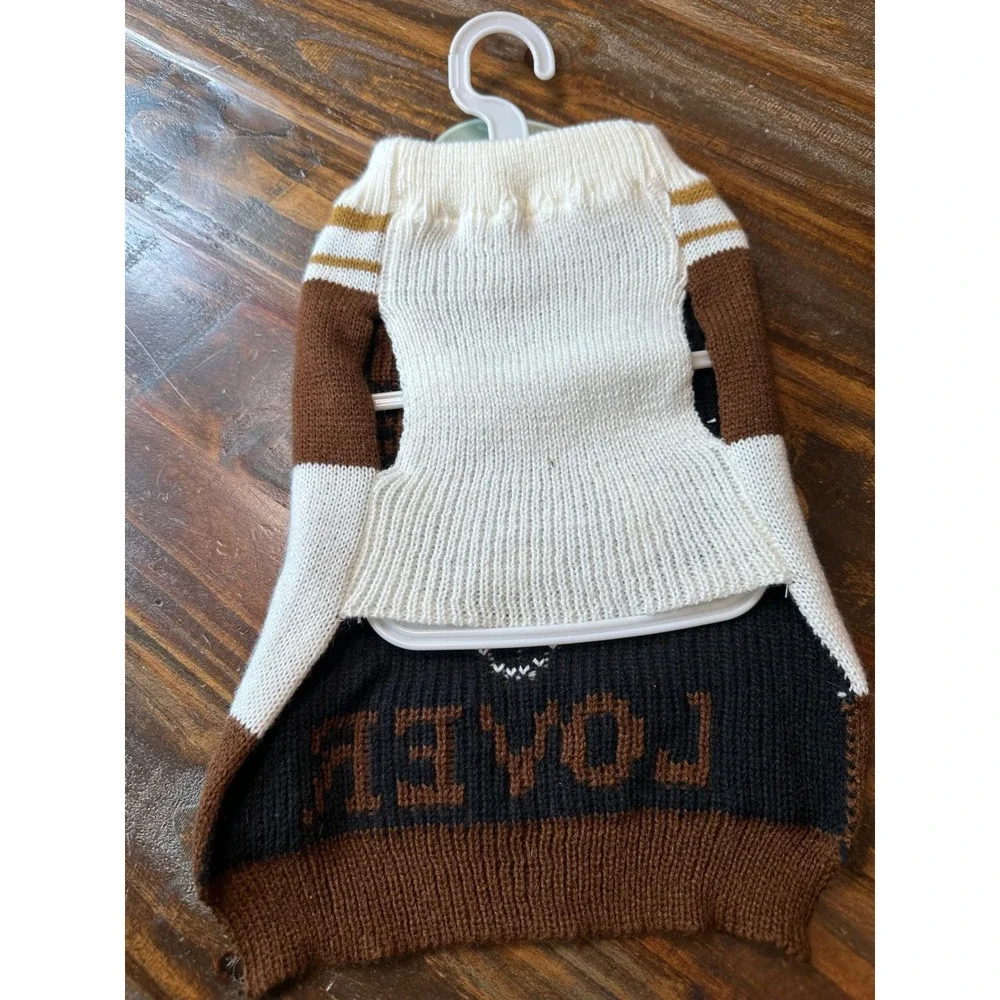 Big Stretch Pet Supply Pumpkin Spice Lover Dog Sweater Small‎ Brown White NWT